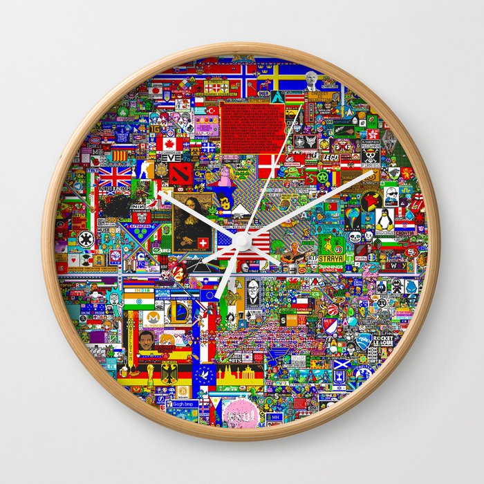 R Place Reddit Event Wall Clock By Presently Society6