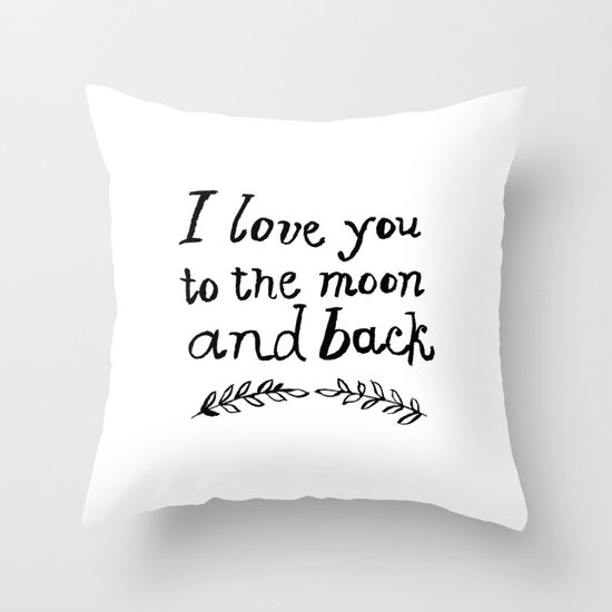 To the Moon and Back- White Throw Pillow