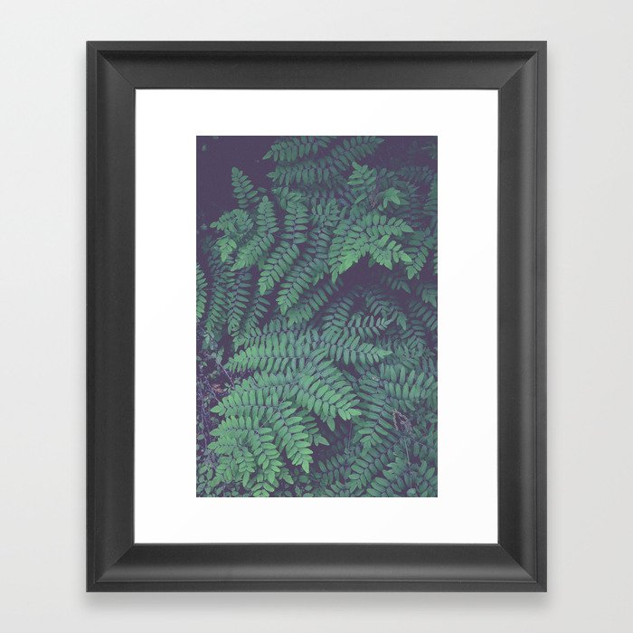Green Woodland Fern - forest leaf nature photograph Framed Art Print