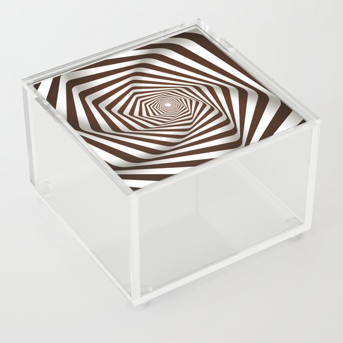 Brown & White Color Psychedelic Design Acrylic Box