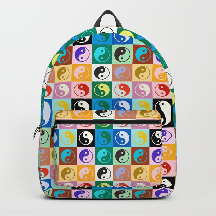 Checkered Yin Yang Pattern (Color Block Version) Backpack