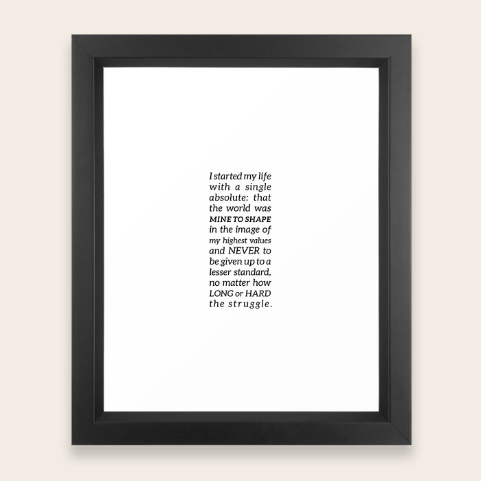Single Absolute Ayn Rand Atlas Shrugged Quote Framed Art Print By Pier23 Society6