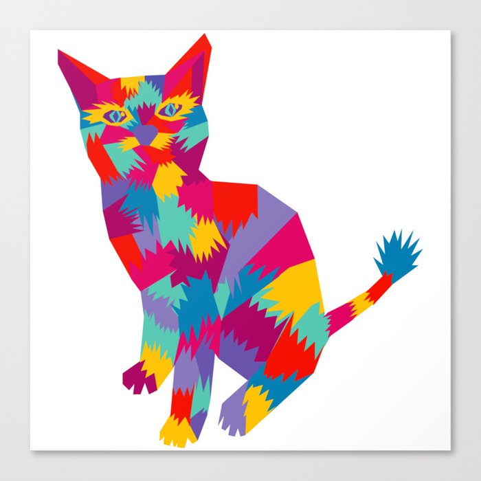 Colorful Cat Art Canvas Print