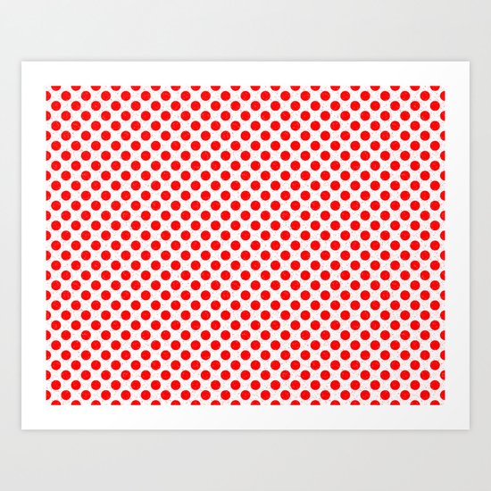 Polka Dot Red and White Pattern Art Print