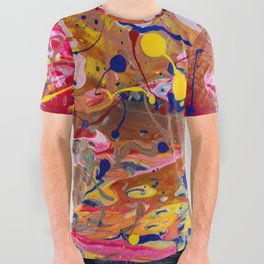 Original Splatter Pour - Red/Blue/White/Yellow All Over Graphic Tee