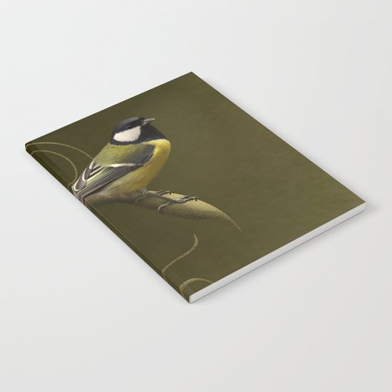 Great tit on swirled branch Notebook