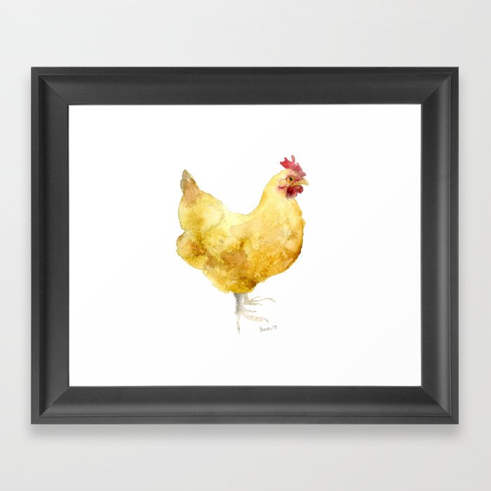 Buff Orpington Hen- Chicken watercolor Painting Framed Art Print