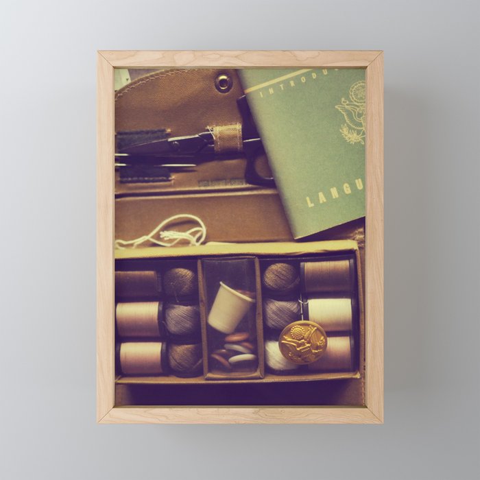 Vintage sewing box | Old army objects Framed Mini Art Print