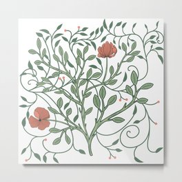 Arts and Crafts In Sage and Coral Metal Print