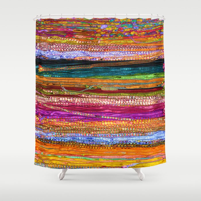 Indian Colors Duschvorhang | Fotografie, Abstrakt, Muster, Fröhlich, Bright, Indisch, Tapestry, Mosaik, Textured, Beads