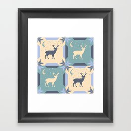 Blue Buck Checker Pattern Framed Art Print