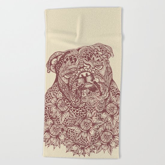 MANDALA OF ENGLISH BULLDOG Beach Towel