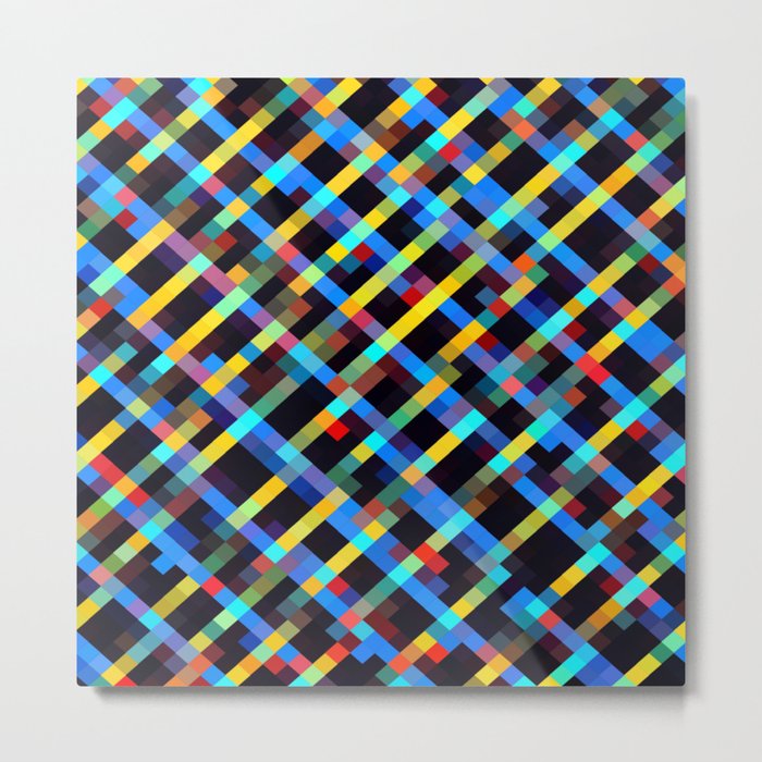 geometric pixel square pattern abstract background in blue yellow red orange Metal Print