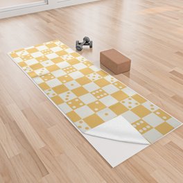 Checkered Dice Pattern (Creamy Milk & Banana Yellow Color Palette) Yoga Towel