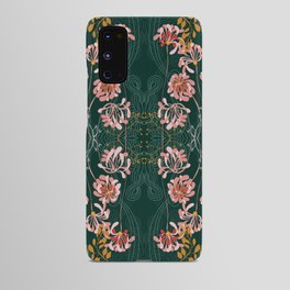 Art Nouveau floral pattern with lines – emerald green Android Case