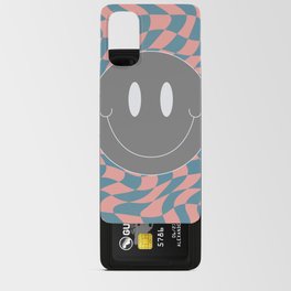 Smiley coral and blue wavy checker Android Card Case