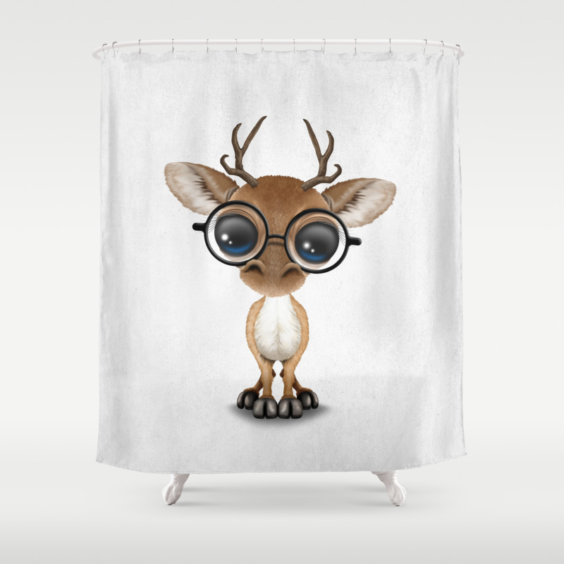 Cute Curious Nerdy Baby Deer Wearing Glasses Shower Curtain By Jeffbartels Society6