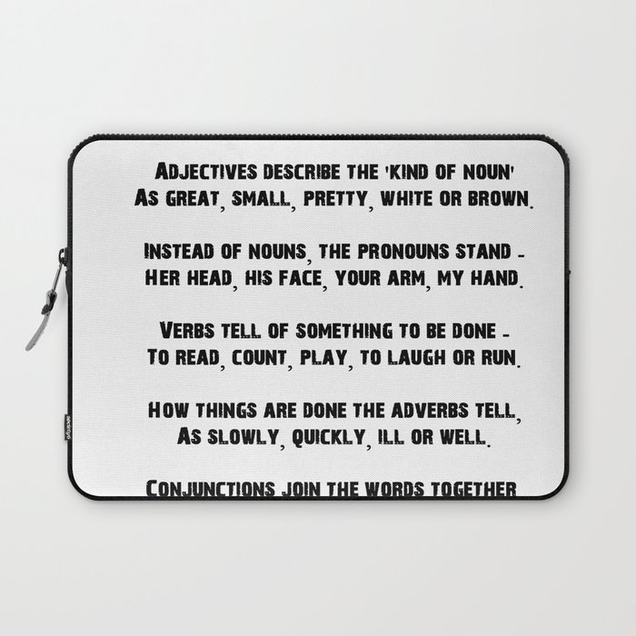 Parts Of Speech Rhyme Laptop Sleeve By Heresiarch