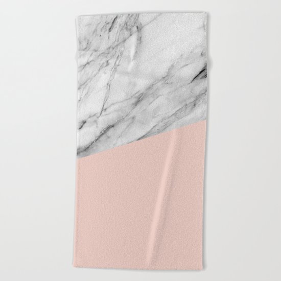 Marble and pale dogwood color Beach Towel