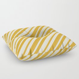 [ Thumbnail: Beige & Goldenrod Colored Pattern of Stripes Floor Pillow ]