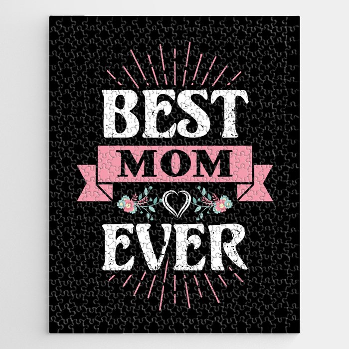 Best Mom Ever Floral Quote Jigsaw Puzzle