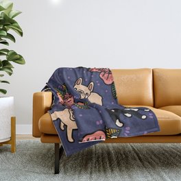 Frenchies~ all colors Throw Blanket | Graphicdesign, Pop Art, Bulldog, Petlover, Fall, Flowers, Dogs, Frenchbulldog, Digital, Art 