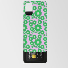 Retro Modern 70’s Green Flowers On Pink Android Card Case