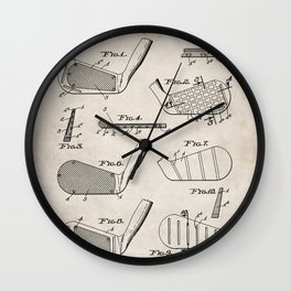 Golf Clubs Patent - Golfing Art - Antique Wall Clock