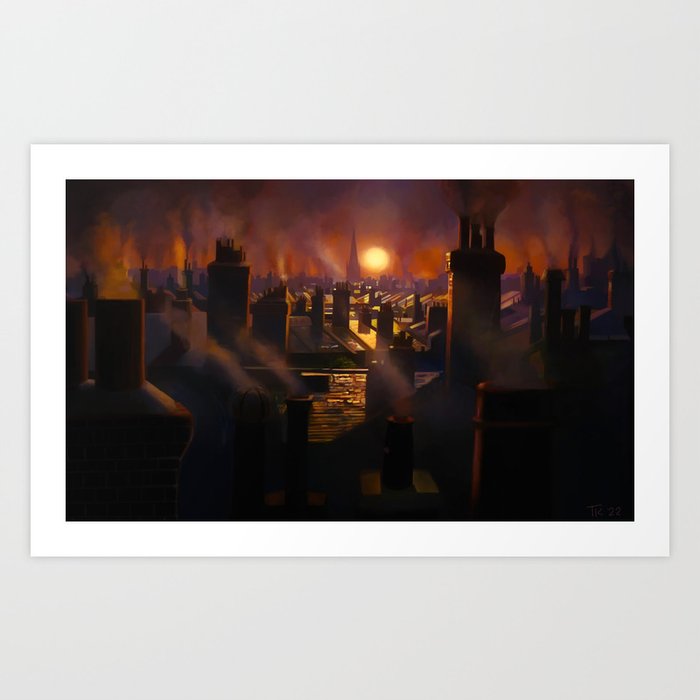 Mary Poppins Rooftop Sunset Art Print
