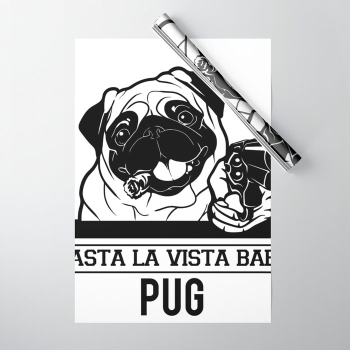 Pug Dog Gun Cigar Gangster Head Wrapping Paper