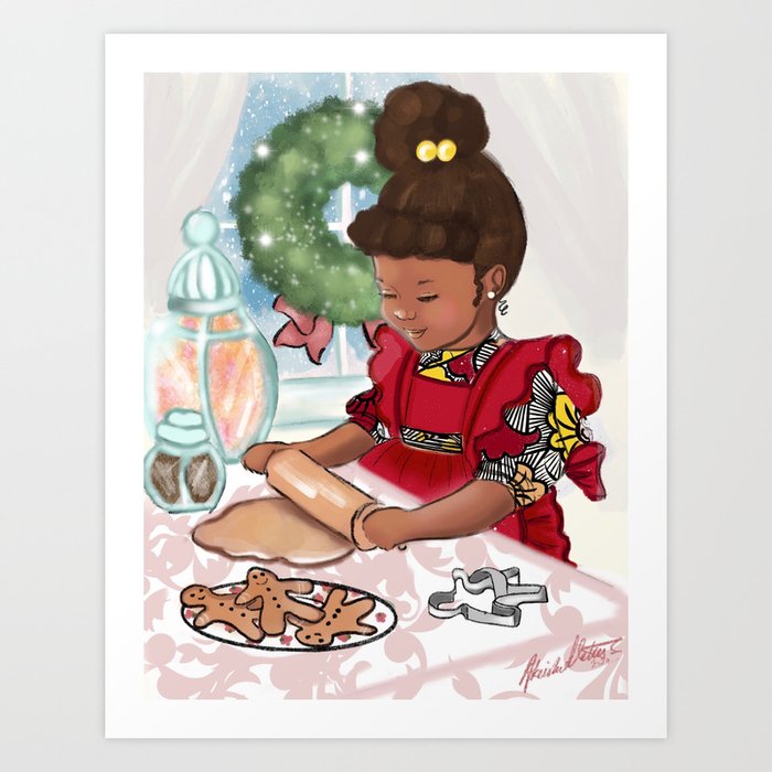 Making Gingerbread biscuits Art Print
