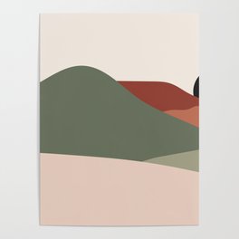 Mountains Terracotta 2 - Green Brown Pastel Poster