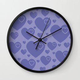 Forever In My Heart - Very Peri Stripes & Hearts #2 Wall Clock