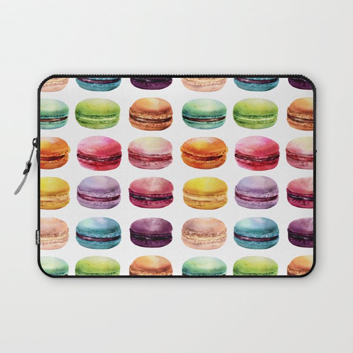 Macaroons in pop color. Delicious French Desserts. Laptop Sleeve