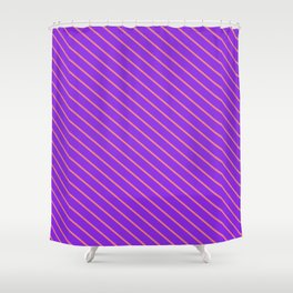 [ Thumbnail: Light Coral and Purple Colored Striped Pattern Shower Curtain ]