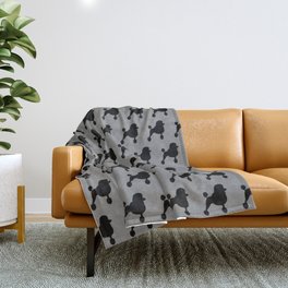 Black Fancy Standard Poodle Silhouette Throw Blanket