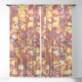 Red Hot Pepper Chili Flakes, Spicy Food Photograph Pattern Sheer Curtain