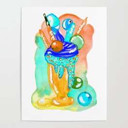 Ice Cream - Orange and Turquoise Palette Poster