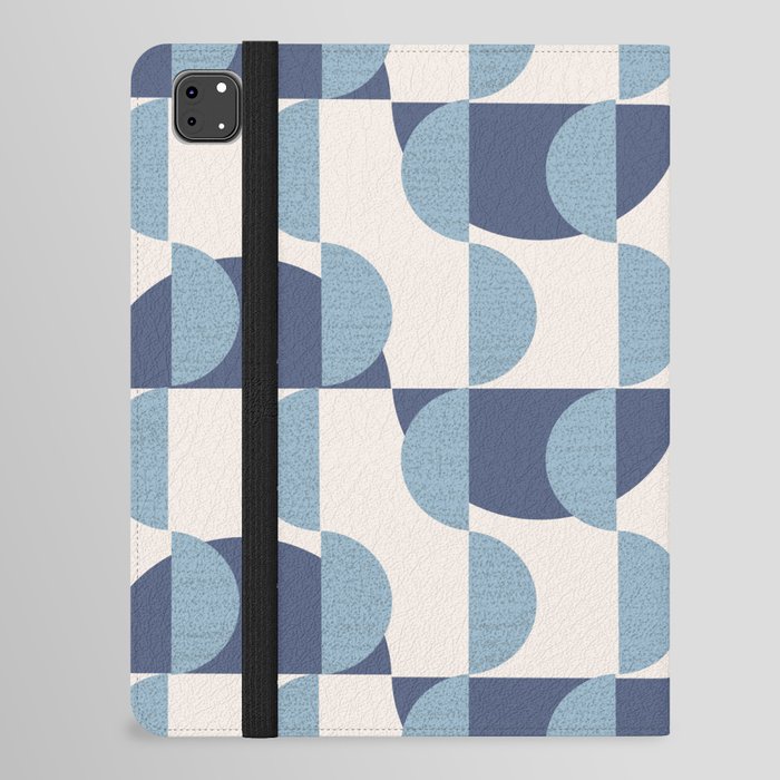 Geometric semi-circle big and small pattern - Blue iPad Folio Case