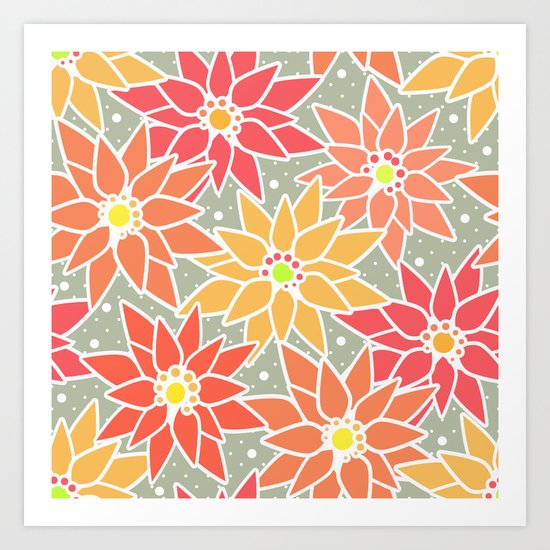 Poinsettia. Retro. Art Print