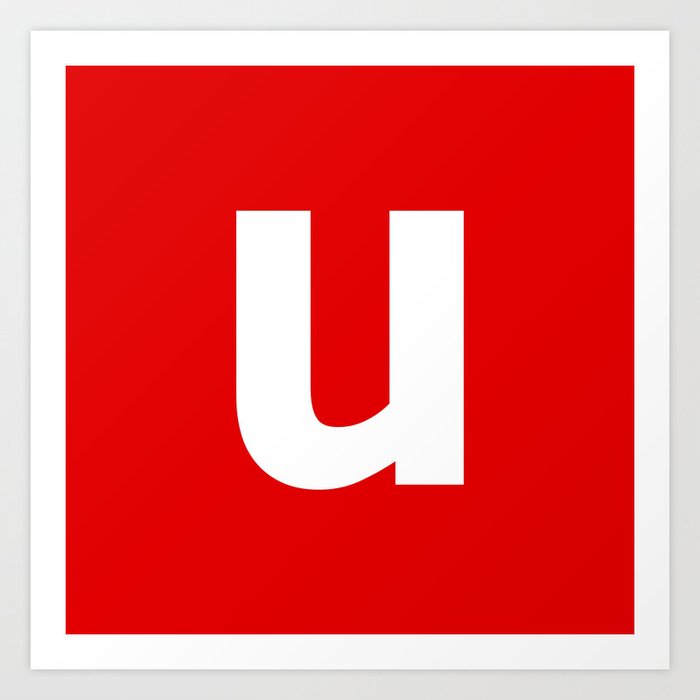 letter U (White & Red) Art Print