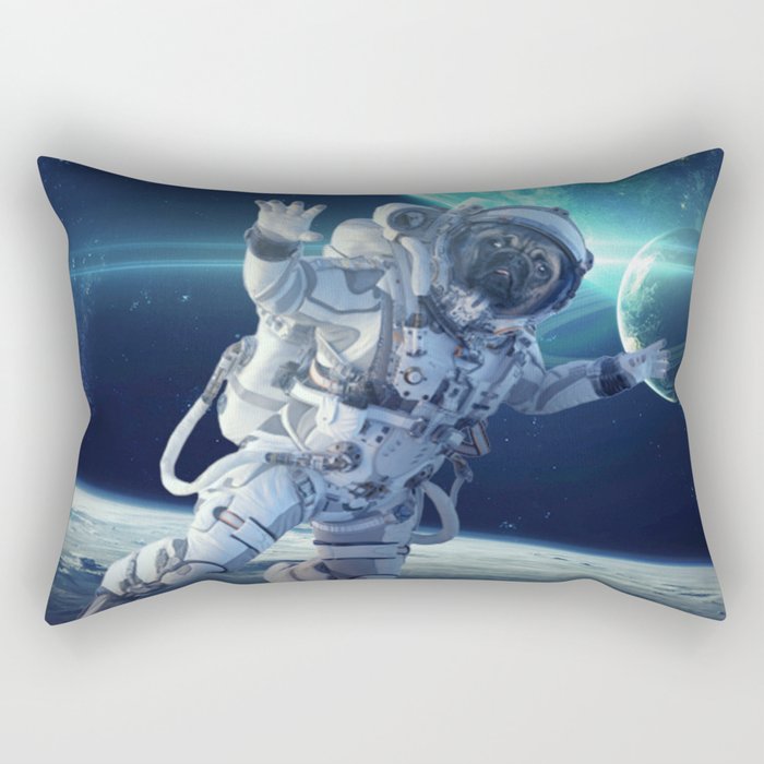 Pug dog astronaut in the universe Rectangular Pillow