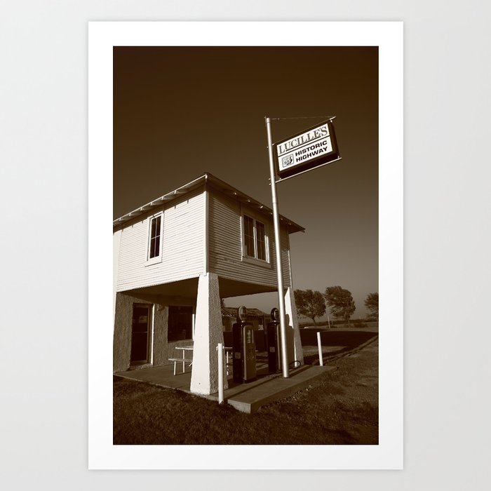 Route 66 - Lucille's Gas Station 2010 Sepia Art Print