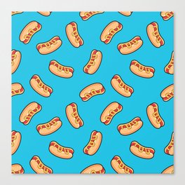 Hotdogs Retro Repeating Pattern  Canvas Print