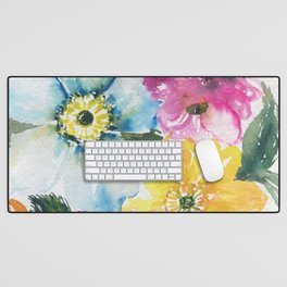 blue, yellow, red, purple floral bouquet Desk Mat