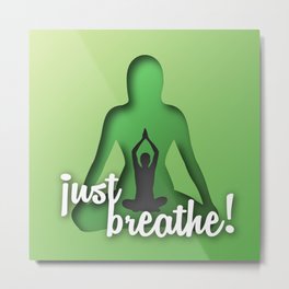 Yoga and meditation quotes paper cut out effect green Metal Print