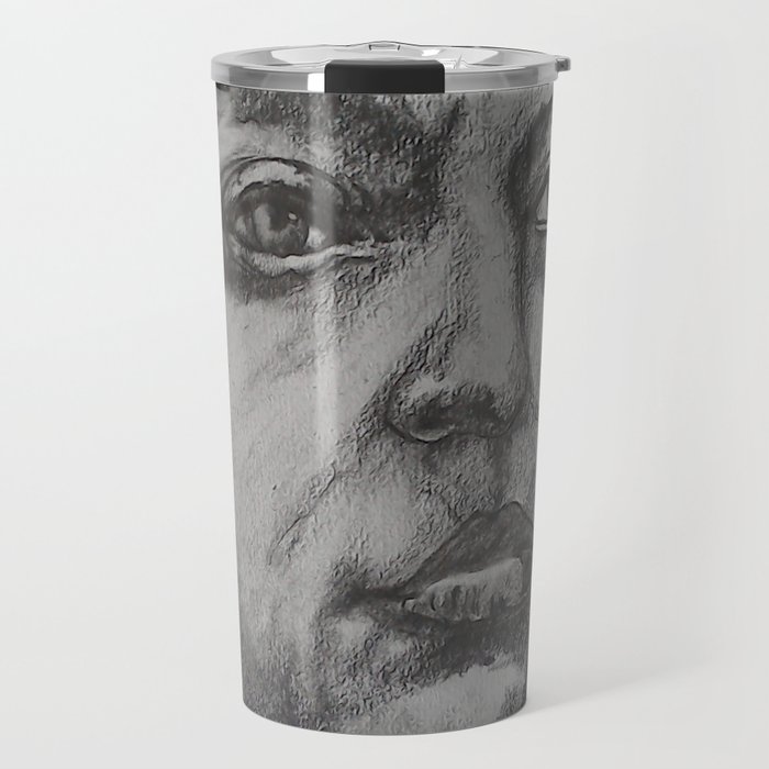 Pencil Sketch Of Female Face Portrait Graphite Travel Mug By