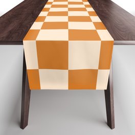 Checkerboard Mini Check Pattern Mustard Orange Ochre Table Runner