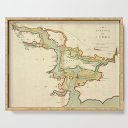 Vintage Map of Cork Harbor Ireland (1702) Serving Tray