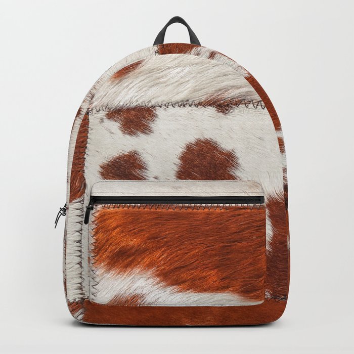 Cowhide brown and white fur patchwork Backpack